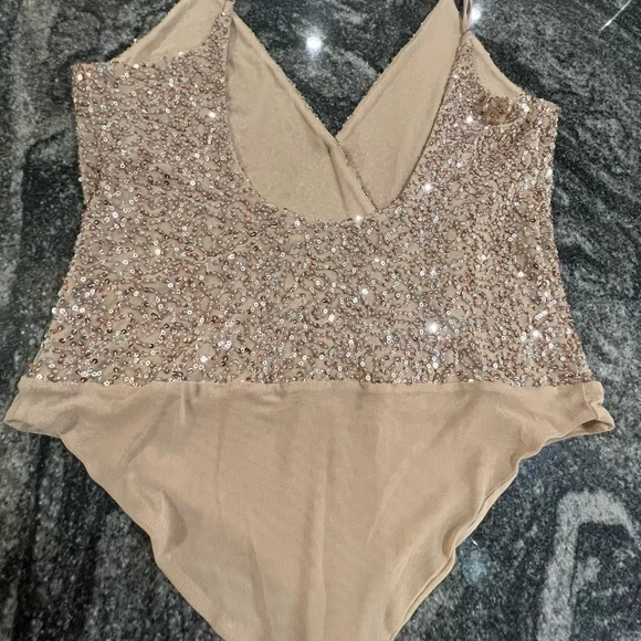 Jonathan Simkhai Sequin Embellished Top in Gold and Silver - Picture 3 of 7